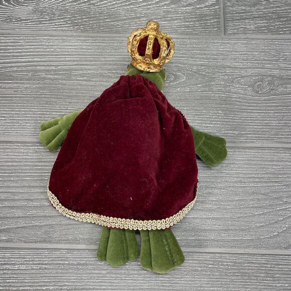 Mark Roberts Green Frog Prince King 9" Decorative Stuffed Plush Velvet Red Cape - Picture 6 of 12